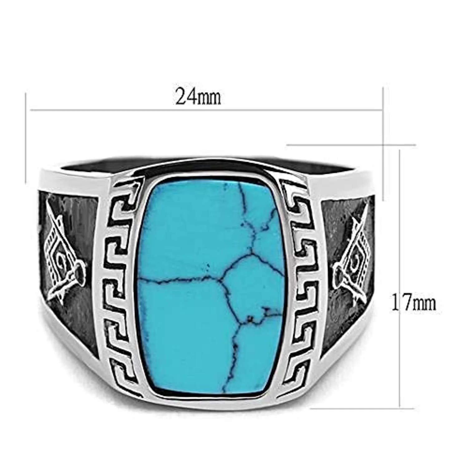 WildKlass Stainless Steel Ring High Polished Men Synthetic Sea Blue