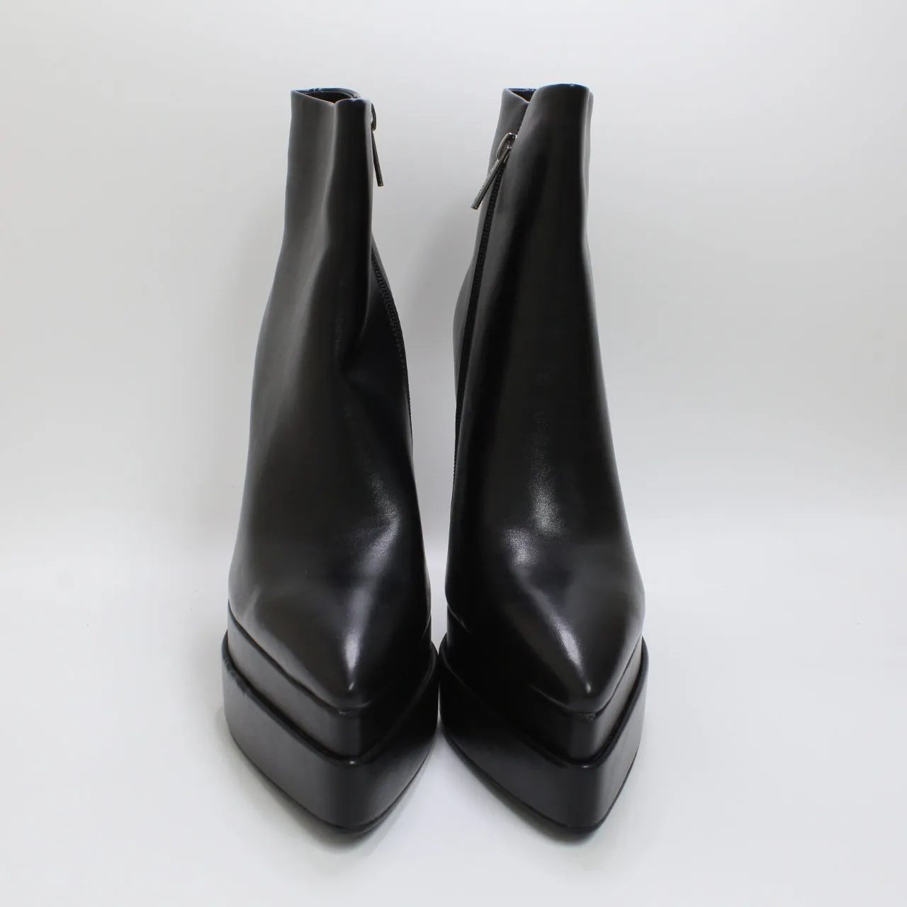 Womens Office Albertina Double Stack Pointed Ankle Boots Black