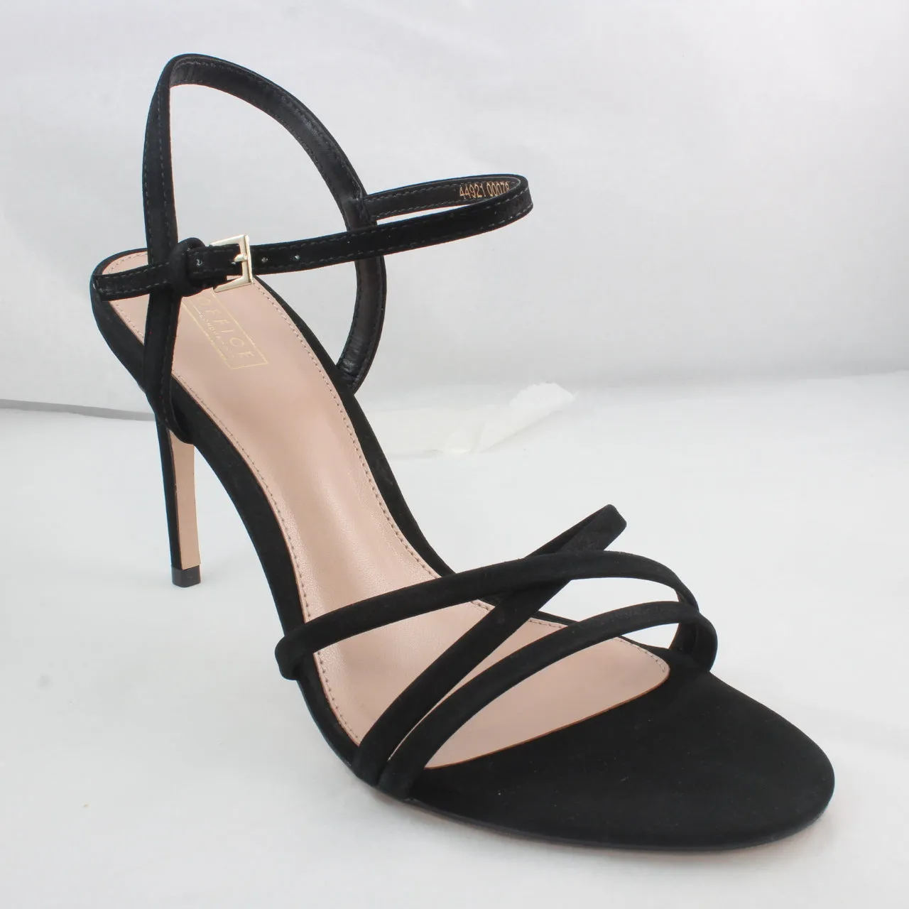 Womens Office Mood Strappy Two Part Stilettos Black Nubuck